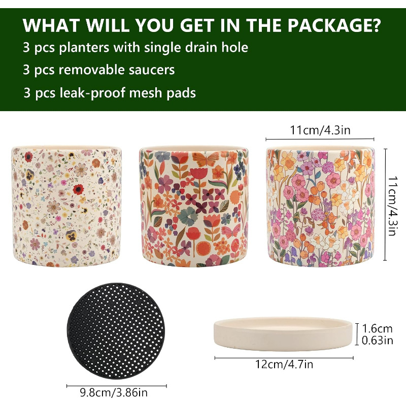 3Pcs Floral Ceramic Planters w - đánh giá và giá Snake Plant Ceramic